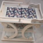 Elegant Serving Trolley in White Teak Wood
